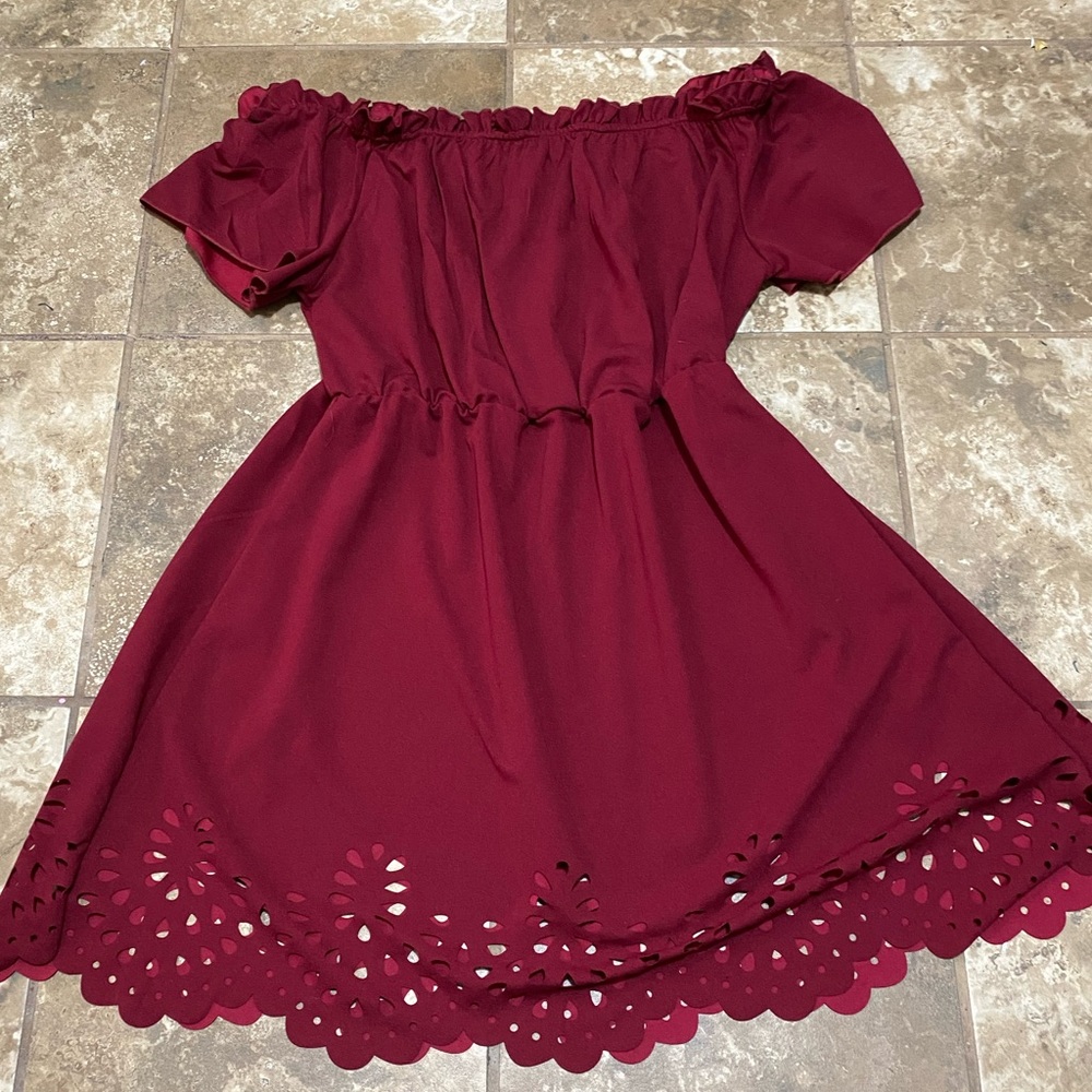 Plus size red off the shoulder dress